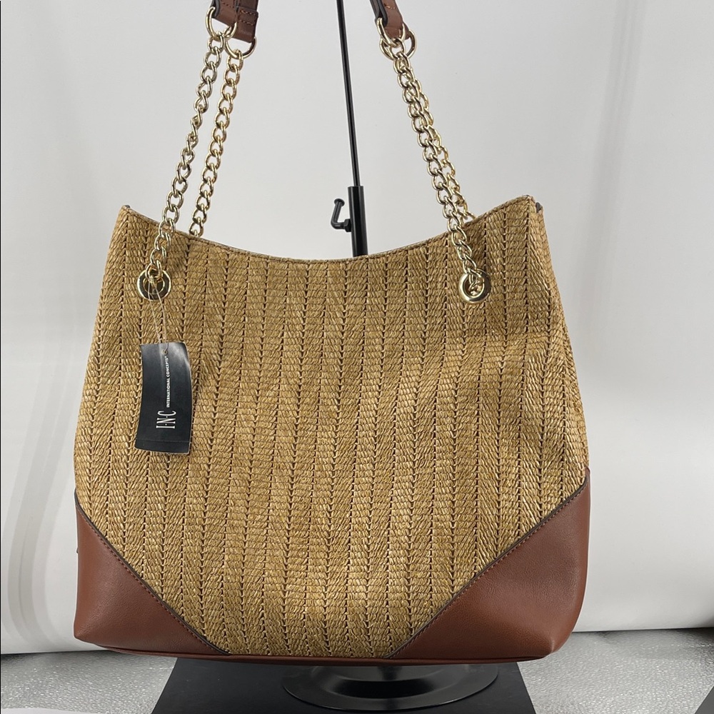 1.18.26 INC NWT TRIPP II Chain Brown & Tan Women's Tote Style Purse